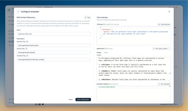 Configuration of the RAG Relevancy evaluator